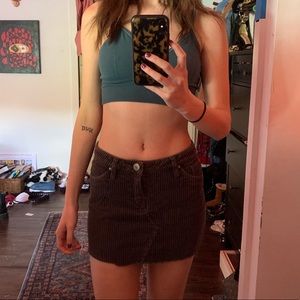 GREEN CORDUROY MINI SKIRT